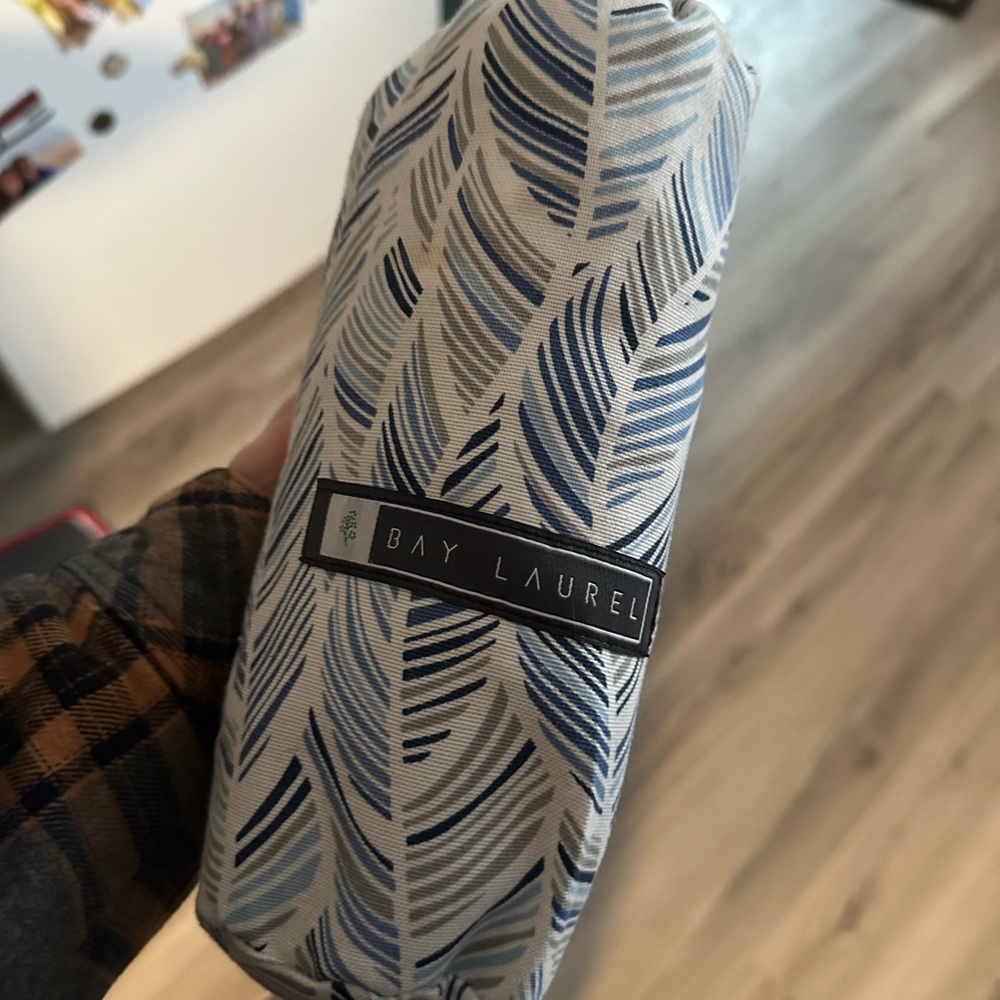 Blue and Gray Feather Pattern Accent Pillow